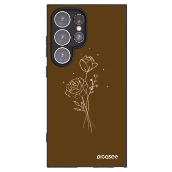 Picasee crna silikonska maskica za Samsung Galaxy S24 Ultra S928B 5G - Brown flowers