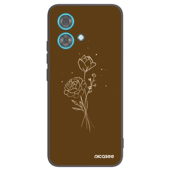 Picasee crna silikonska maskica za Motorola Edge 40 Neo - Brown flowers
