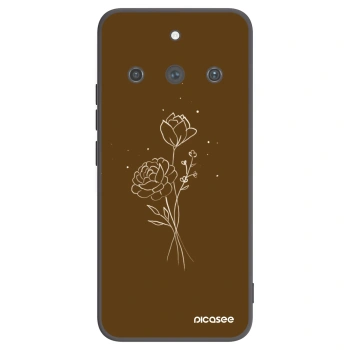 Picasee crna silikonska maskica za Realme 11 Pro+ - Brown flowers