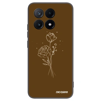 Picasee crna silikonska maskica za Xiaomi Poco X6 Pro - Brown flowers