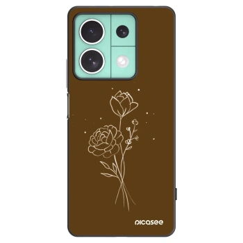 Picasee crna silikonska maskica za Xiaomi Redmi Note 13 5G - Brown flowers