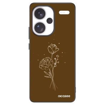 Picasee crna silikonska maskica za Xiaomi Redmi Note 13 Pro+ 5G - Brown flowers