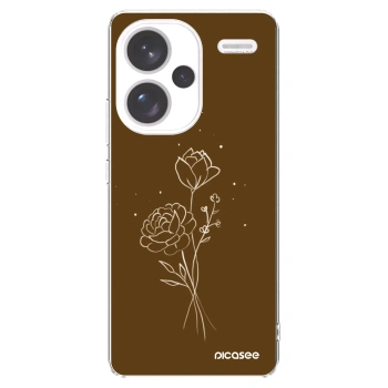 Picasee silikonska prozirna maskica za Xiaomi Redmi Note 13 Pro+ 5G - Brown flowers