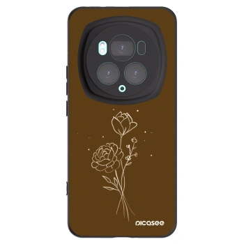 Picasee crna silikonska maskica za Honor Magic6 Pro - Brown flowers