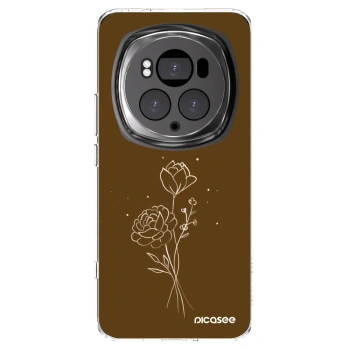 Picasee silikonska prozirna maskica za Honor Magic6 Pro - Brown flowers