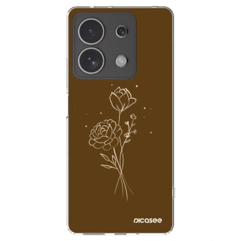 Picasee silikonska prozirna maskica za Xiaomi Redmi Note 13 4G - Brown flowers