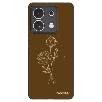 Picasee crna silikonska maskica za Xiaomi Redmi Note 13 4G - Brown flowers