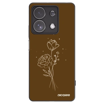 Picasee crna silikonska maskica za Xiaomi Redmi Note 13 Pro 4G - Brown flowers