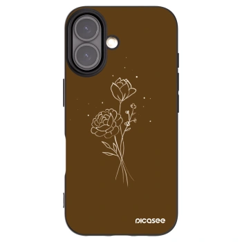 Picasee crna silikonska maskica za Apple iPhone 16 - Brown flowers