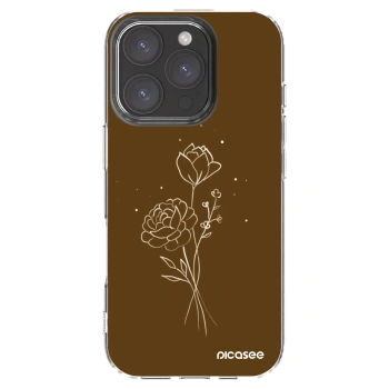 Picasee silikonska prozirna maskica za Apple iPhone 16 Pro - Brown flowers