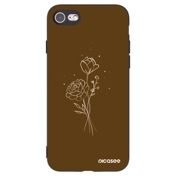 Picasee crna silikonska maskica za Apple iPhone 8 - Brown flowers