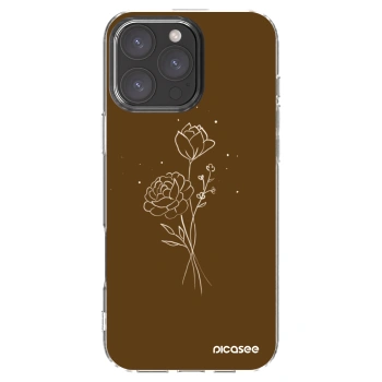 Picasee silikonska prozirna maskica za Apple iPhone 16 Pro Max - Brown flowers
