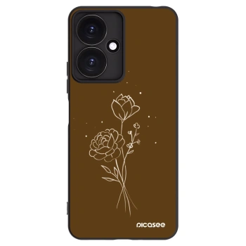 Picasee crna silikonska maskica za Xiaomi Redmi 13C 5G - Brown flowers