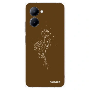 Picasee silikonska prozirna maskica za Realme C33 (2023) - Brown flowers