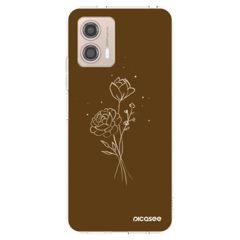 Picasee silikonska prozirna maskica za Motorola Moto G53 5G - Brown flowers