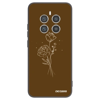 Picasee crna silikonska maskica za Realme 12 Pro 5G - Brown flowers