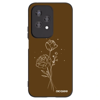 Picasee crna silikonska maskica za Honor 200 Lite - Brown flowers