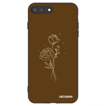 Picasee crna silikonska maskica za Apple iPhone 7 Plus - Brown flowers