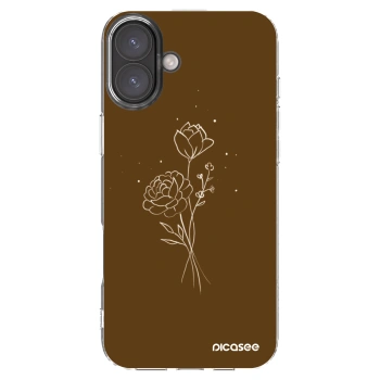 Picasee silikonska prozirna maskica za Apple iPhone 16 Plus - Brown flowers