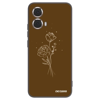 Picasee crna silikonska maskica za Motorola Moto G85 - Brown flowers
