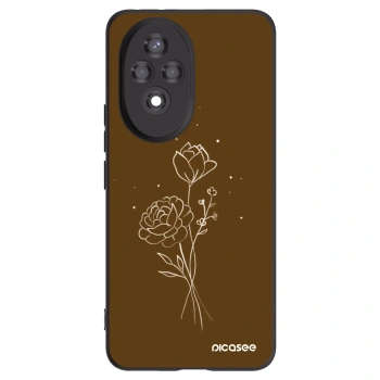 Picasee crna silikonska maskica za Honor 200 Pro 5G - Brown flowers