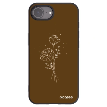 Picasee crna silikonska maskica za Apple iPhone 16e - Brown flowers