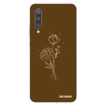 Picasee silikonska prozirna maskica za Xiaomi Mi 9 - Brown flowers