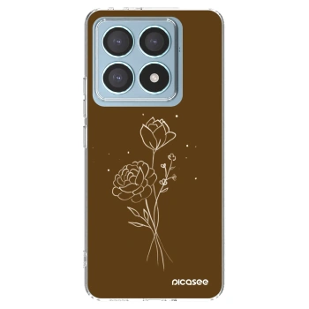 Picasee silikonska prozirna maskica za Xiaomi 14T Pro - Brown flowers