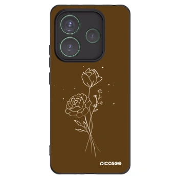 Picasee crna silikonska maskica za Xiaomi Redmi Note 14 5G - Brown flowers