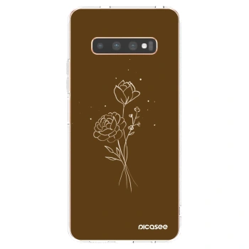 Picasee silikonska prozirna maskica za Samsung Galaxy S10 Plus G975 - Brown flowers