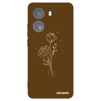 Picasee crna silikonska maskica za Xiaomi Poco X7 - Brown flowers
