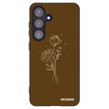 Picasee crna silikonska maskica za Samsung Galaxy S25 5G - Brown flowers