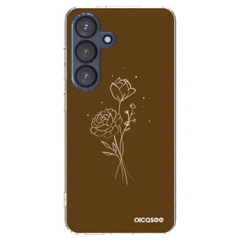 Picasee silikonska prozirna maskica za Samsung Galaxy S25 5G - Brown flowers