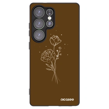 Picasee crna silikonska maskica za Samsung Galaxy S25 Ultra 5G - Brown flowers