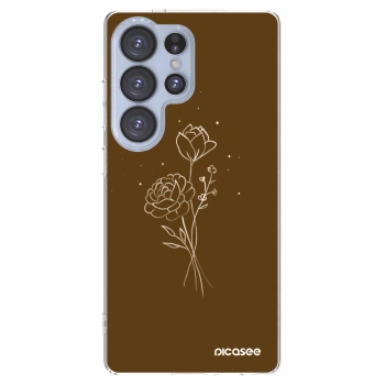 Picasee silikonska prozirna maskica za Samsung Galaxy S25 Ultra 5G - Brown flowers