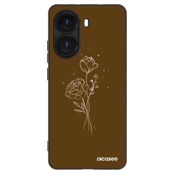 Picasee crna silikonska maskica za Xiaomi Poco X7 Pro 5G - Brown flowers