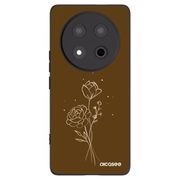 Picasee crna silikonska maskica za Honor Magic7 Lite 5G - Brown flowers