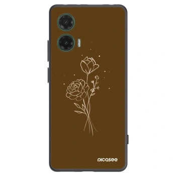 Picasee crna silikonska maskica za Motorola Moto G35 5G - Brown flowers