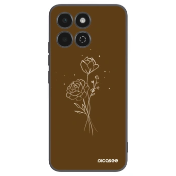 Picasee crna silikonska maskica za Honor 200 Smart 5G - Brown flowers