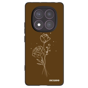 Picasee crna silikonska maskica za Xiaomi Redmi Note 14 Pro 4G - Brown flowers
