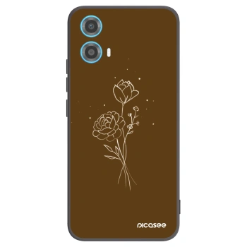 Picasee crna silikonska maskica za Motorola Moto G34 5G - Brown flowers