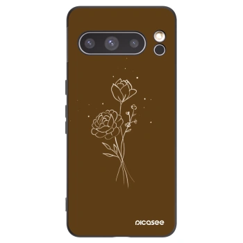 Picasee crna silikonska maskica za Google Pixel 8 Pro - Brown flowers