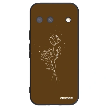 Picasee crna silikonska maskica za Google Pixel 9 - Brown flowers