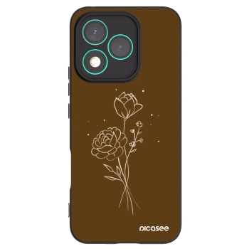 Picasee crna silikonska maskica za Honor 400 Lite 5G - Brown flowers
