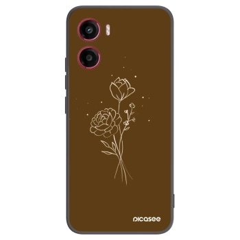 Picasee crna silikonska maskica za Motorola Moto G05 - Brown flowers