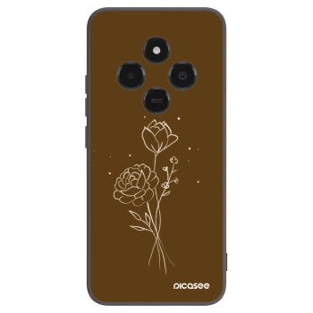 Picasee crna silikonska maskica za Xiaomi Poco C75 - Brown flowers