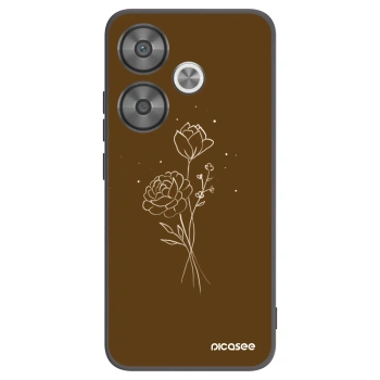 Picasee crna silikonska maskica za Xiaomi Poco F6 - Brown flowers