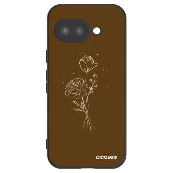 Picasee crna silikonska maskica za Google Pixel 9a - Brown flowers