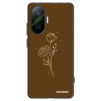 Picasee crna silikonska maskica za Xiaomi Poco F7 Pro 5G - Brown flowers