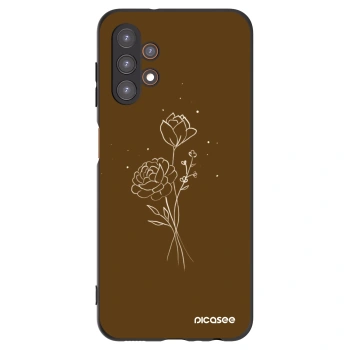 Picasee crna silikonska maskica za Samsung Galaxy A13 5G - Brown flowers